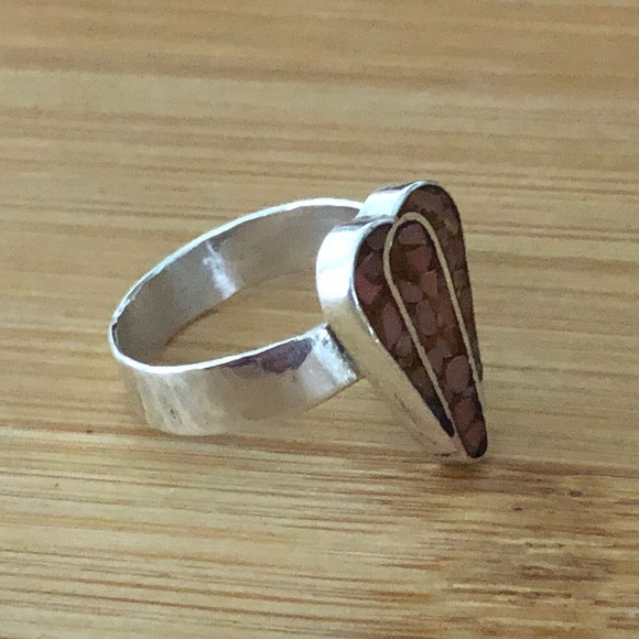 $44  Native American Southwest Estate Mosaic Ring  Sterling Silver  Size 7 & 1/2 - Picture 3 of 7